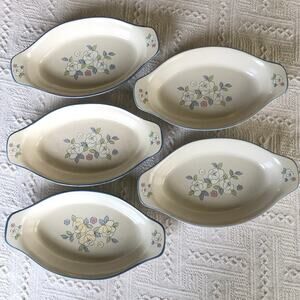 VTG Chantilly Floral Casserole Serving Dish Japan‎ Hand Painted Set of 5 Cottage